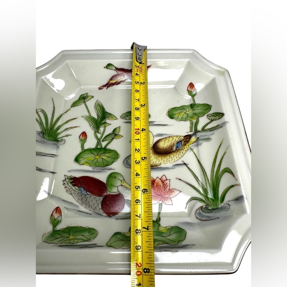 Andrea by Sadek 8 Sided Square Ducks Lily Pads Serving Plate #5868 Made in Japan - Picture 7 of 7